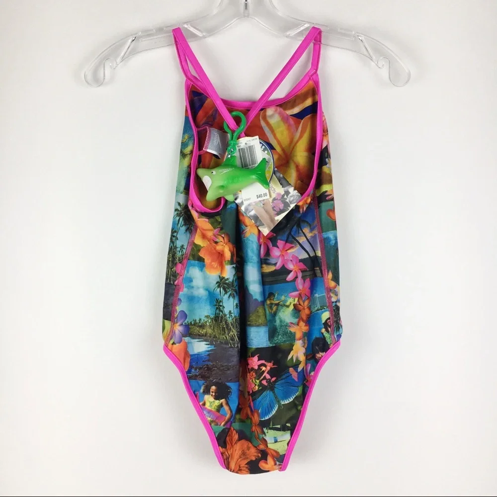 New‎ Girls Reversible Speedo One Piece Swimsuit